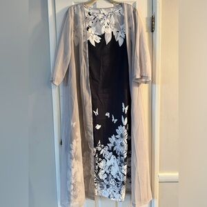 NWOT B&W Floral Dress with Cover